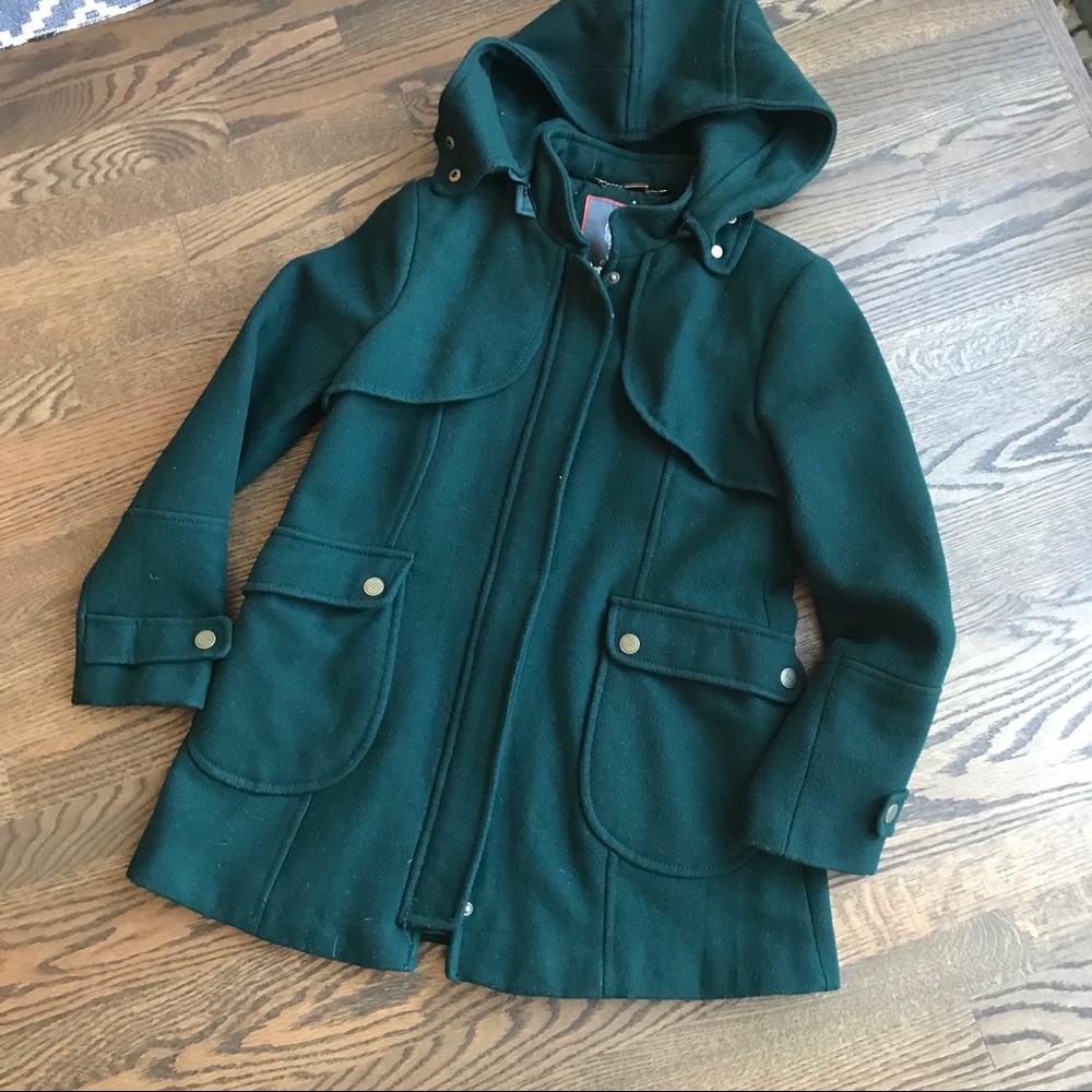 Vice Camuto forest green  wool coat with hood